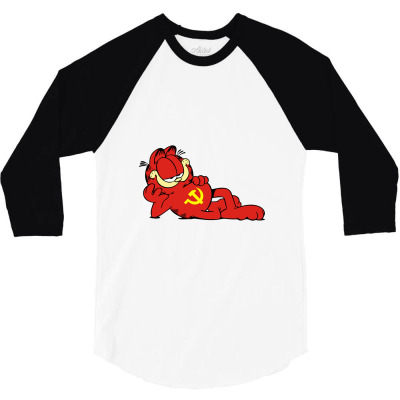 Communist Garfield 3/4 Sleeve Shirt Designed By Savidraws