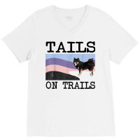 Finnish Lapphund Tails On Trails Funny Dog Hiking T Shirt V-neck Tee | Artistshot