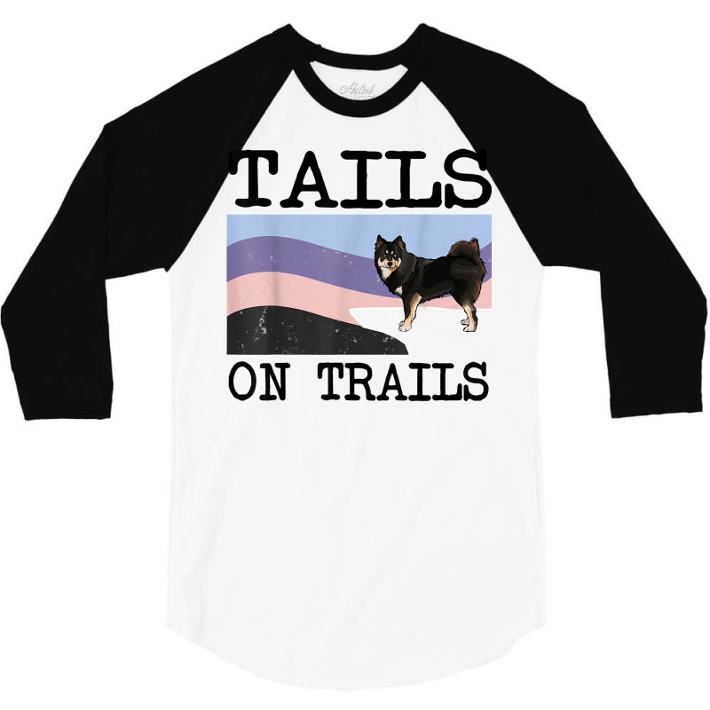 Finnish Lapphund Tails On Trails Funny Dog Hiking T Shirt 3/4 Sleeve Shirt by puetzee | Artistshot