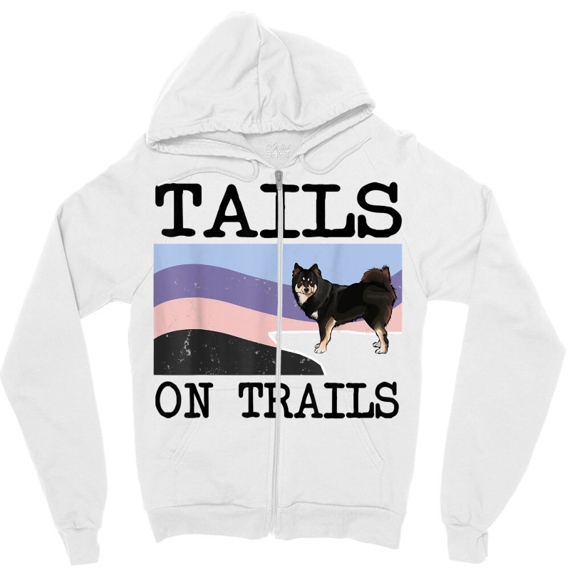 Finnish Lapphund Tails On Trails Funny Dog Hiking T Shirt Zipper Hoodie by puetzee | Artistshot