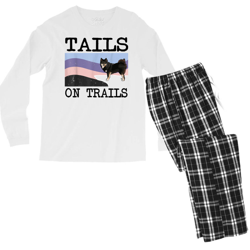 Finnish Lapphund Tails On Trails Funny Dog Hiking T Shirt Men's Long Sleeve Pajama Set by puetzee | Artistshot