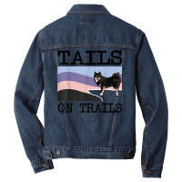 Finnish Lapphund Tails On Trails Funny Dog Hiking T Shirt Men Denim Jacket | Artistshot