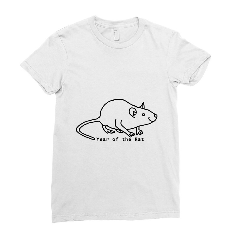 Year Of The Rat Outline Rat Ladies Fitted T-Shirt by miriamdunca | Artistshot