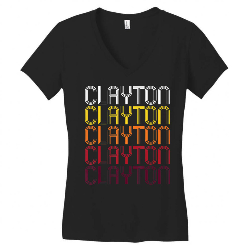 Clayton, Ny Vintage Style New York Women's V-Neck T-Shirt by Whitfield Wolff | Artistshot