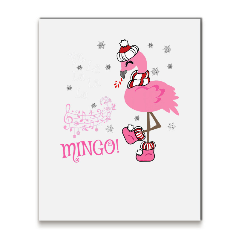 Cute Fa La La Mingo Candy Cane Christmas Flamingo Metal Print Vertical | Artistshot