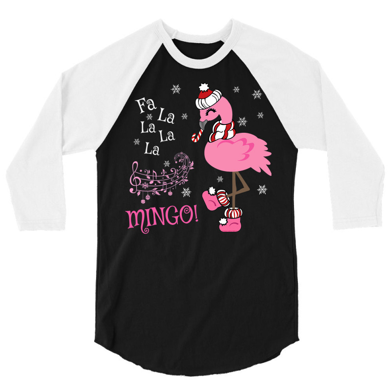 Cute Fa La La Mingo Candy Cane Christmas Flamingo 3/4 Sleeve Shirt | Artistshot