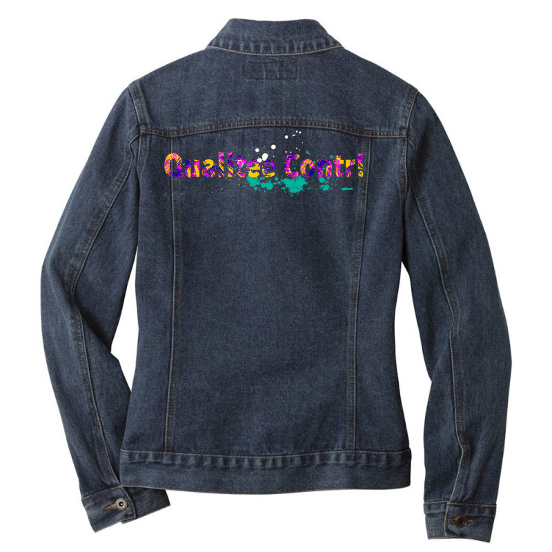 Funny Quality Control Satire Bad Spelling Joke Gift Yhoj Premium T Shi Ladies Denim Jacket by cm-arts | Artistshot