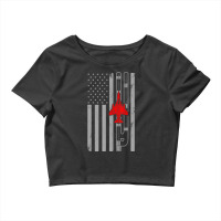 F-4 Phantom Fighter Jet Airplane American Flag Runway F4 Crop Top | Artistshot