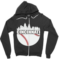 Vintage Downtown Cincinnati Shirt Baseball Retro Ohio State Zipper Hoodie | Artistshot