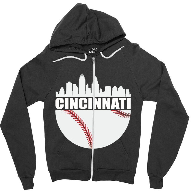 Vintage Downtown Cincinnati Shirt Baseball Retro Ohio State Zipper Hoodie by Kanjolen689 | Artistshot