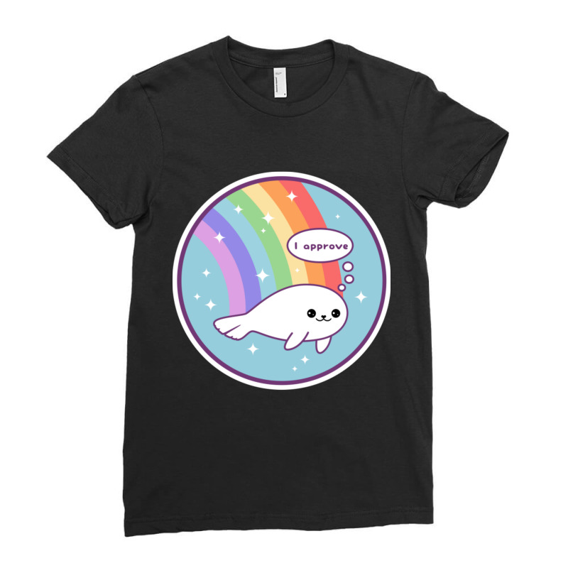 Rainbow Seal Of Approval Ladies Fitted T-Shirt by cm-arts | Artistshot