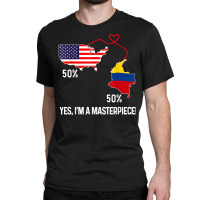 Half American Half Colombian Flag Combined Map Colombia Usa T Shirt Classic T-shirt | Artistshot