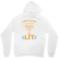 Hanukkah Lets Get Lit Menorah Funny Hebrew Jewish Holiday Unisex Hoodie | Artistshot