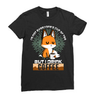 Cute Fox Drinking Coffee, Funny Fox Animal Lover, Furry Premium T Shir Ladies Fitted T-shirt | Artistshot