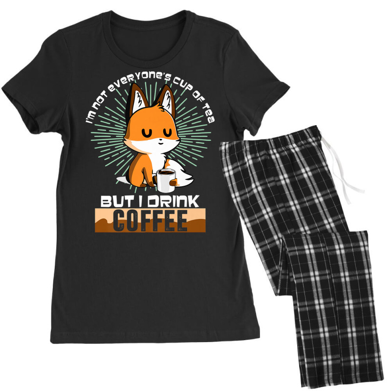 Cute Fox Drinking Coffee, Funny Fox Animal Lover, Furry Premium T Shir Women's Pajamas Set by cm-arts | Artistshot