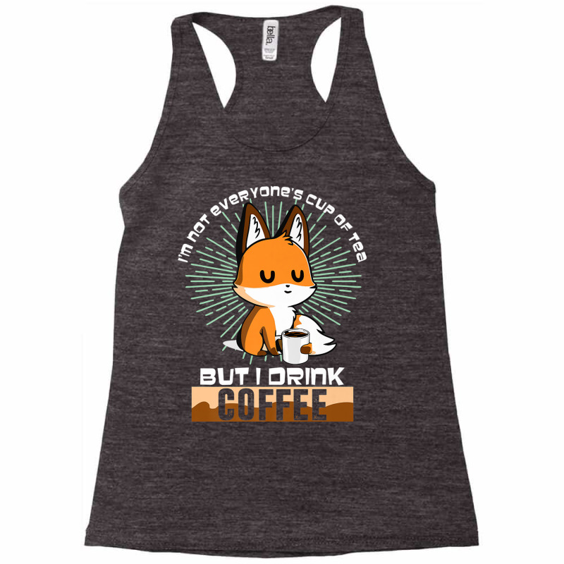 Cute Fox Drinking Coffee, Funny Fox Animal Lover, Furry Premium T Shir Racerback Tank by cm-arts | Artistshot