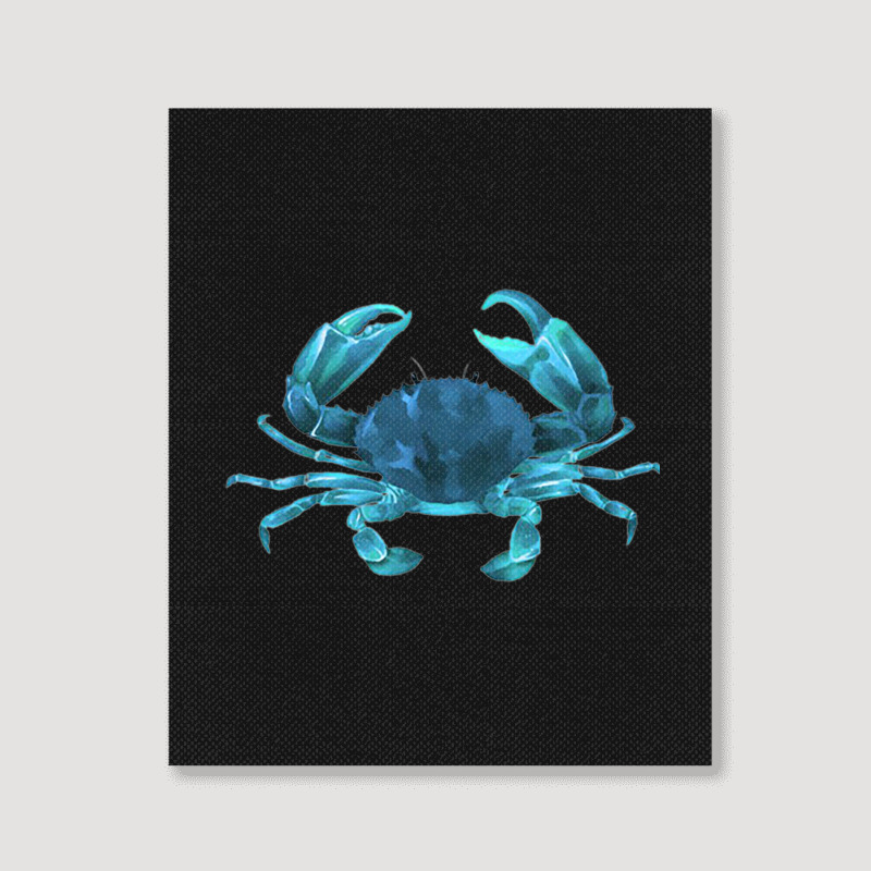 Aqua Colored Crab Portrait Canvas Print | Artistshot