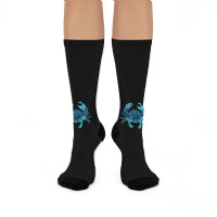 Aqua Colored Crab Crew Socks | Artistshot