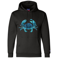 Aqua Colored Crab Champion Hoodie | Artistshot