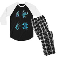 Aqua Colored Crustacean Men's 3/4 Sleeve Pajama Set | Artistshot