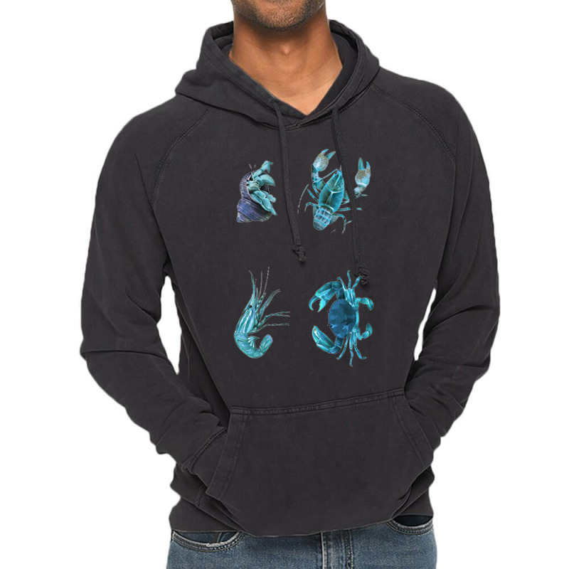 Aqua Colored Crustacean Vintage Hoodie | Artistshot