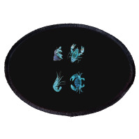 Aqua Colored Crustacean Oval Patch | Artistshot