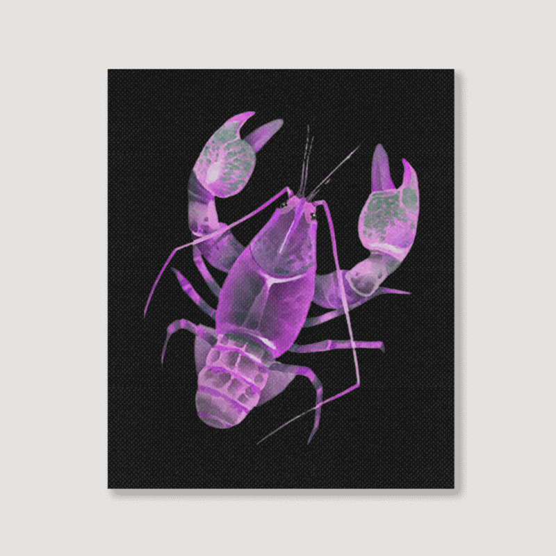 Aqua Purple Colored Lobster Portrait Canvas Print | Artistshot