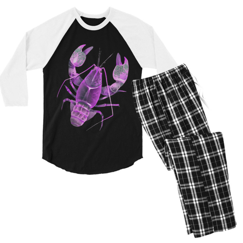 Aqua Purple Colored Lobster Men's 3/4 Sleeve Pajama Set | Artistshot