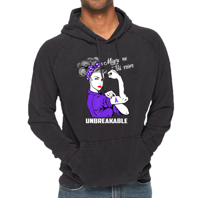 Migraine Warrior Unbreakable Awareness Vintage Hoodie | Artistshot