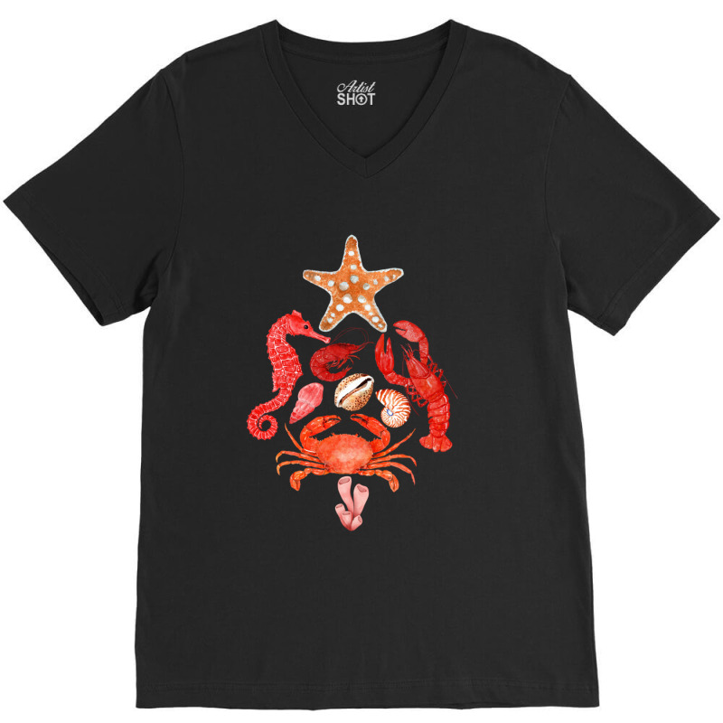 Crustaceancore Christmas, Crab Lobster, Crustaceancore Vintage, Ocean  V-neck Tee | Artistshot