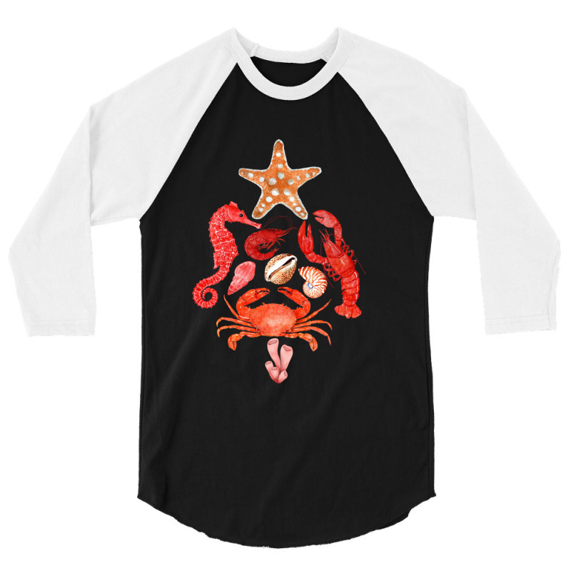 Crustaceancore Christmas, Crab Lobster, Crustaceancore Vintage, Ocean  3/4 Sleeve Shirt | Artistshot