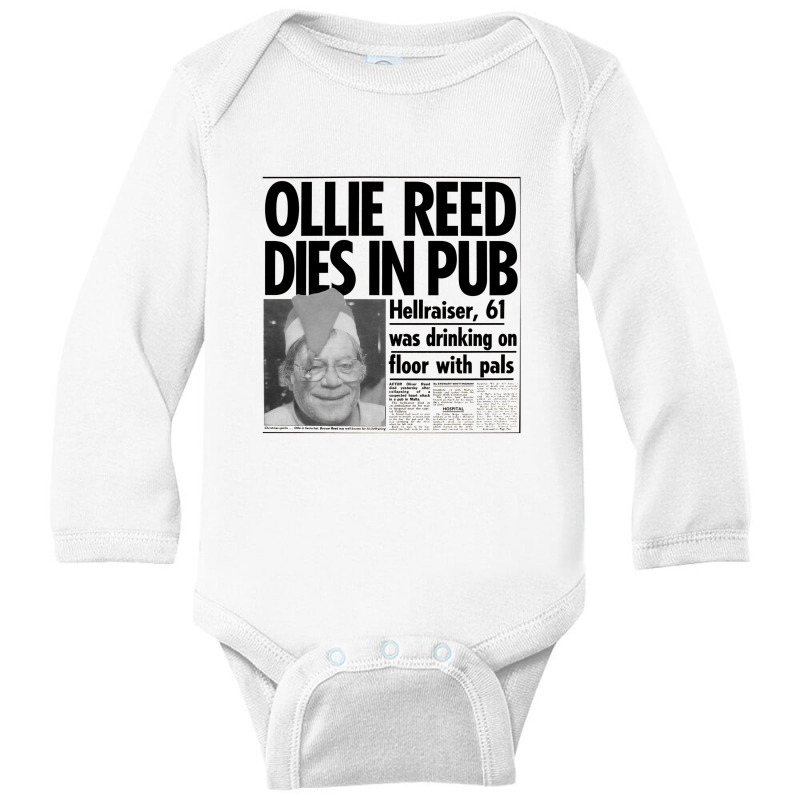 Oliver Reed Obituary Long Sleeve Baby Bodysuit | Artistshot