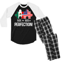 Half American Half Mexican Flag Combined Map Mexico Usa T Shirt Men's 3/4 Sleeve Pajama Set | Artistshot