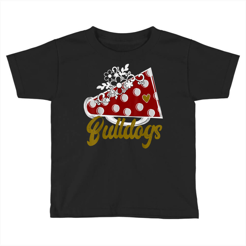 Cheer Bulldog Shirt, Maroon Megaphone Heart Flower Accent T Shirt Toddler T-shirt by cm-arts | Artistshot