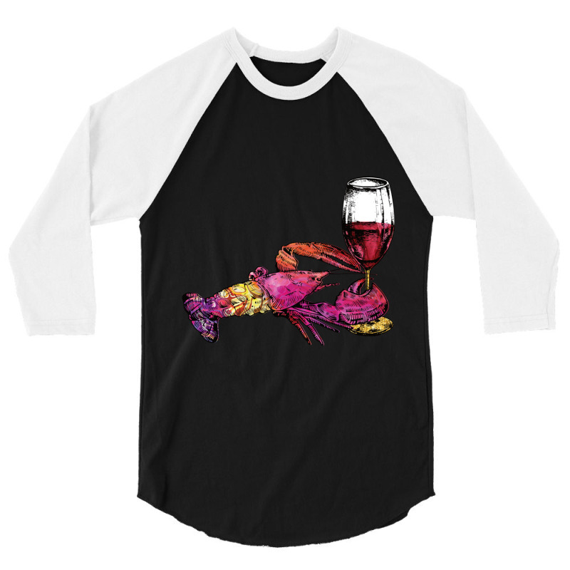 Crustaceancore Lobster With Wine Glass 3/4 Sleeve Shirt | Artistshot