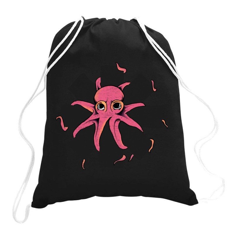 Red Octopus Vintage Drawstring Bags | Artistshot