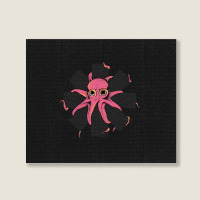 Red Octopus Vintage Landscape Canvas Print | Artistshot