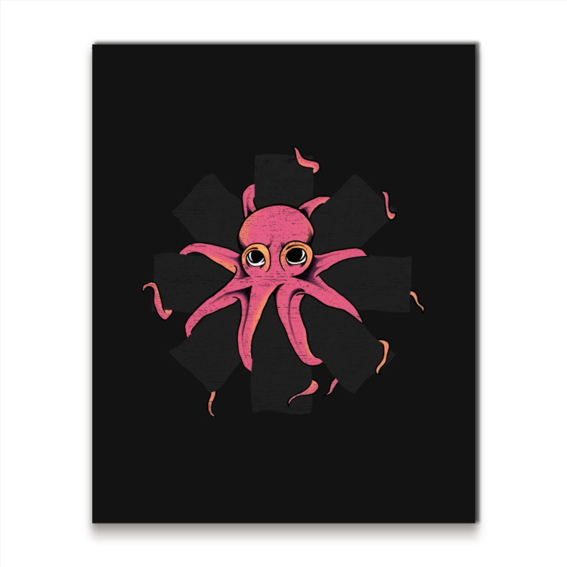 Red Octopus Vintage Metal Print Vertical | Artistshot