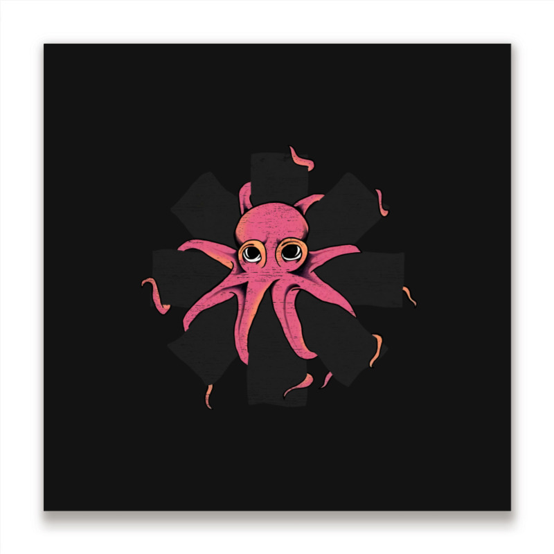 Red Octopus Vintage Metal Print Square | Artistshot