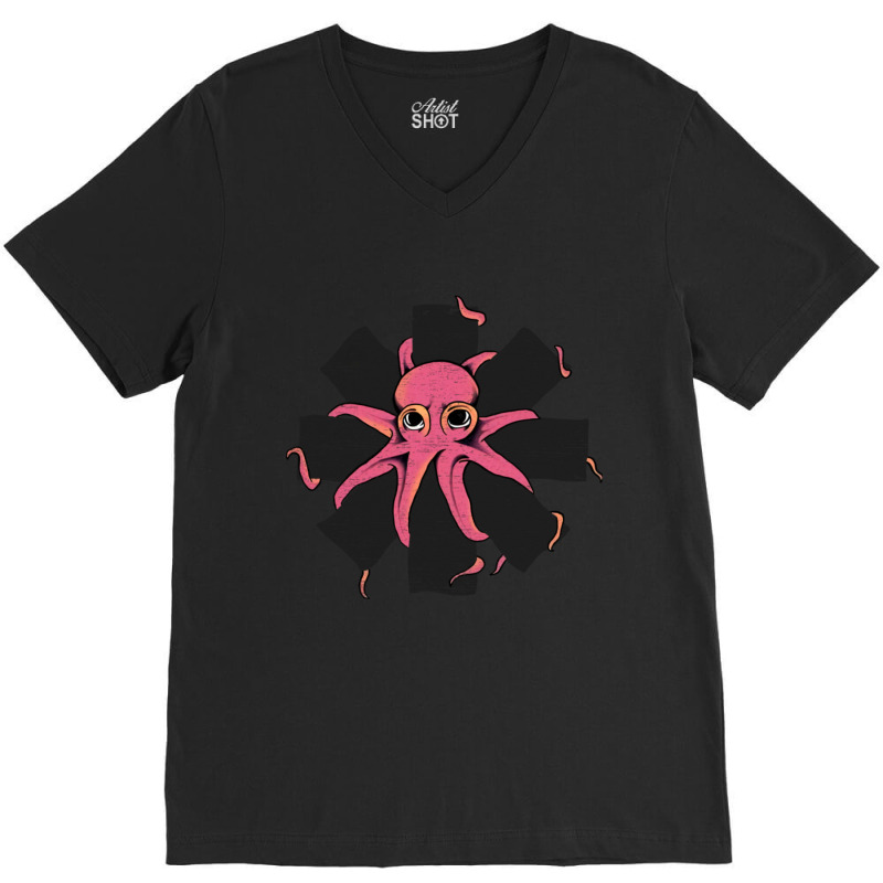 Red Octopus Vintage V-neck Tee | Artistshot