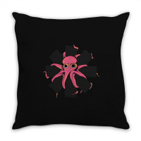 Red Octopus Vintage Throw Pillow | Artistshot