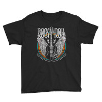 Distressed Vintage Retro 80s Rock & Roll Music Guitar Wings Youth Tee | Artistshot