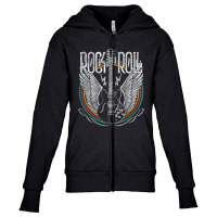 Distressed Vintage Retro 80s Rock & Roll Music Guitar Wings Youth Zipper Hoodie | Artistshot