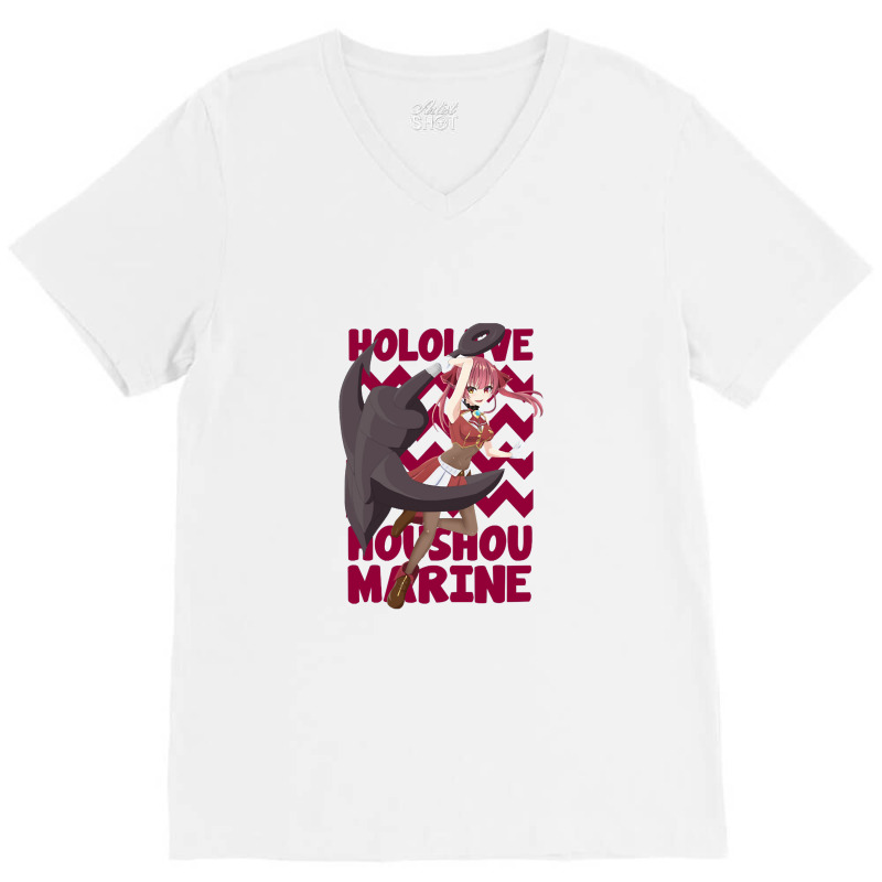 Hololive   Houshou Marine V-Neck Tee by lullabellelaart | Artistshot