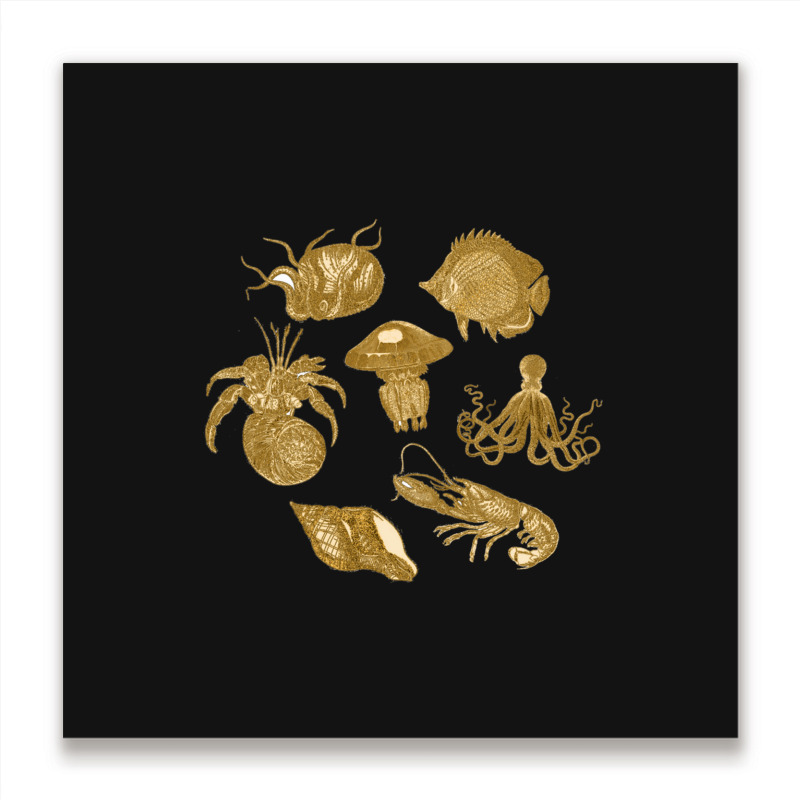 Golden Crustaceancore Metal Print Square | Artistshot