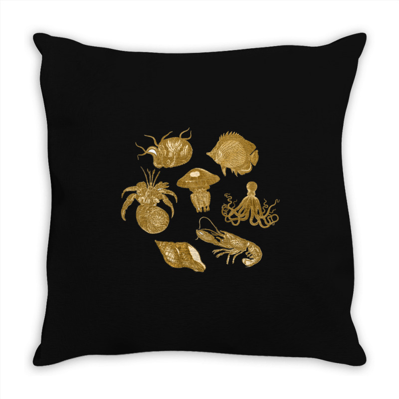 Golden Crustaceancore Throw Pillow | Artistshot