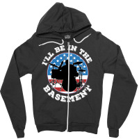 Ill Be In The Basement Drummer Usa Flag Retro Zipper Hoodie | Artistshot