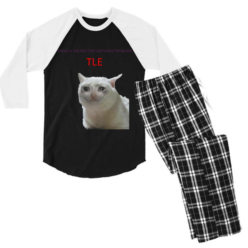 Leetcode Problem Crying Cat Meme Men's 3/4 Sleeve Pajama Set | Artistshot