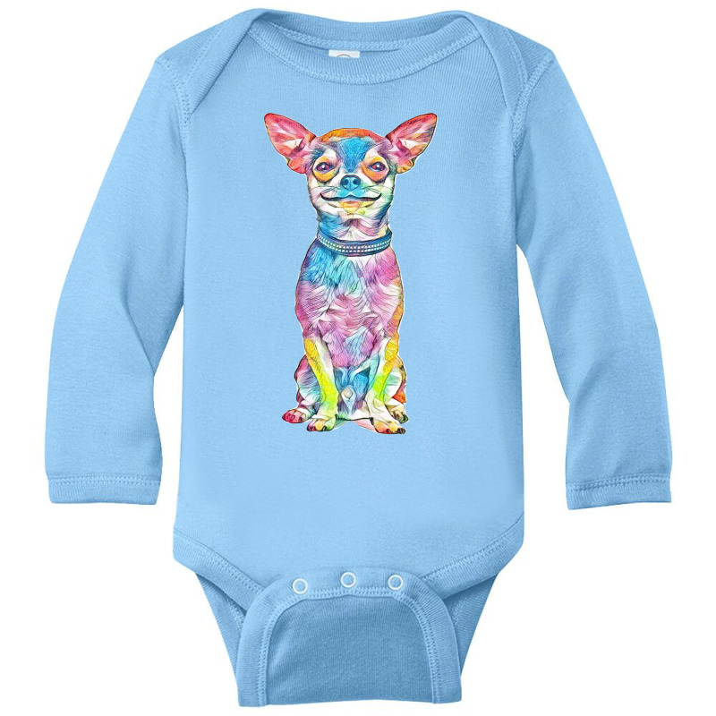 Chihuahua Spiked Collar Long Sleeve Baby Bodysuit by Kemnabi | Artistshot