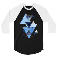 Geometric Triangle Compilation In Blue 3/4 Sleeve Shirt | Artistshot